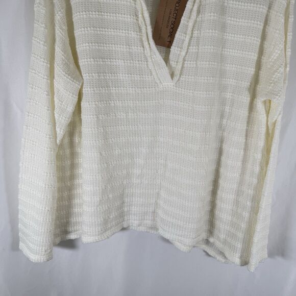 New Project Social T Swreater Women's Small Off White Knit Cotton Blend Pullover - Picture 3 of 10